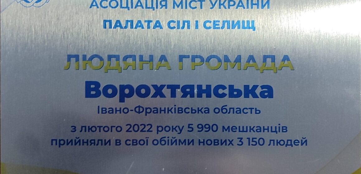 Ворохтянській територіальній громаді присвоїли відзнаку “Людяна громада”