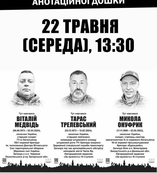 В Івано-Франківську відкриють анотаційні дошки трьом полеглим захисникам