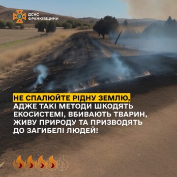Рятувальники Прикарпаття звертаються до громадян з проханням не спалювати суху траву та сміття!