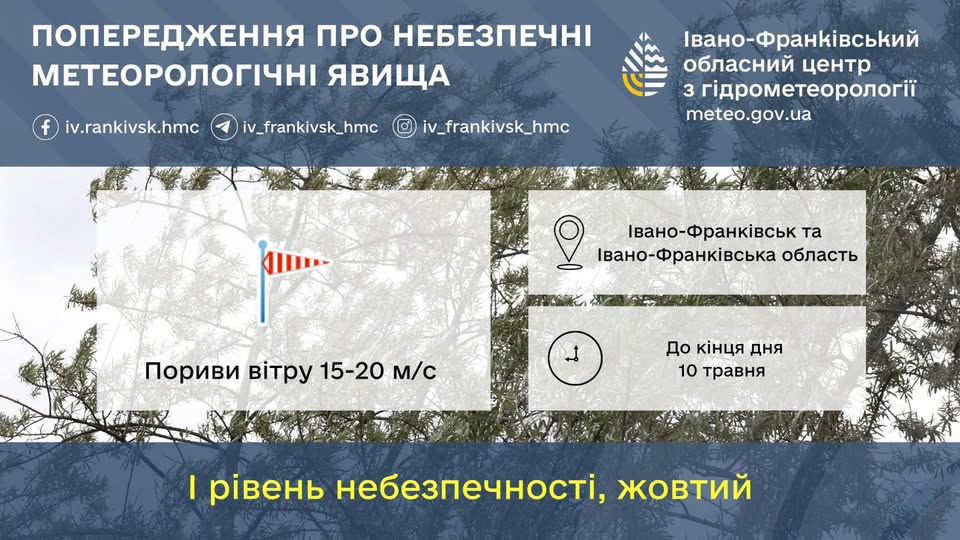 Прикарпатців попереджають про небезпечне метеорологічне явище Прикарпатців попереджають про небезпечне метеорологічне явище