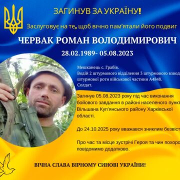 На війні загинув воїн Роман Червак з Долинщини