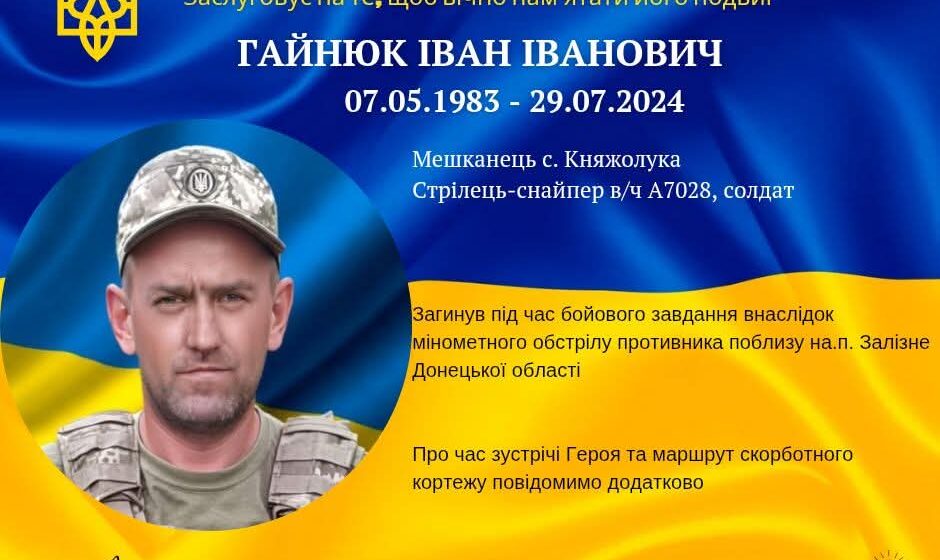 На війні загинув захисник Іван Гайнюк з Долинщини