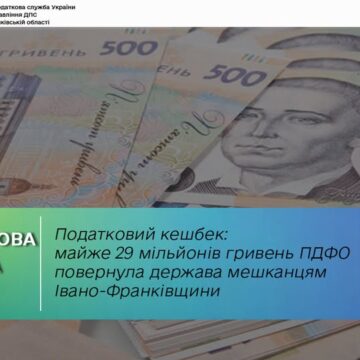 Податковий кешбек: майже 29 мільйонів гривень ПДФО повернула держава мешканцям Івано-Франківщини