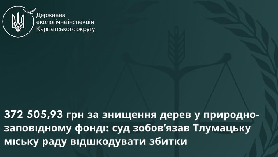 З Тлумацької міськради за рішенням суду стягнуть 372 505,93 грн за шкоду довкіллю на територї природно-заповідного фонду З Тлумацької міськради за рішенням суду стягнуть 372 505,93 грн за шкоду довкіллю на територї природно-заповідного фонду