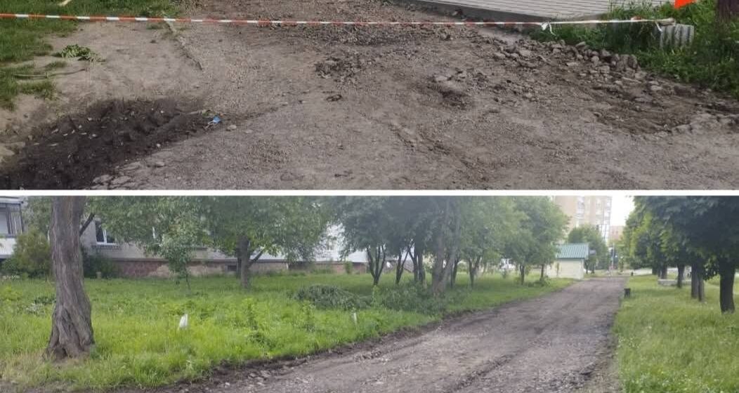 У Калуші на вулиці Винниченка тривають роботи з благоустрою тротуару