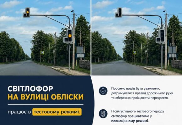 У Долині встановлено новий світлофор. Водіїв закликають бути обережними