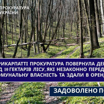 На Прикарпатті прокуратура повернула державі понад 10 гектарів лісу, які незаконно передали в комунальну власність та здали в оренду На Прикарпатті прокуратура повернула державі понад 10 гектарів лісу, які незаконно передали в комунальну власність та здали в оренду