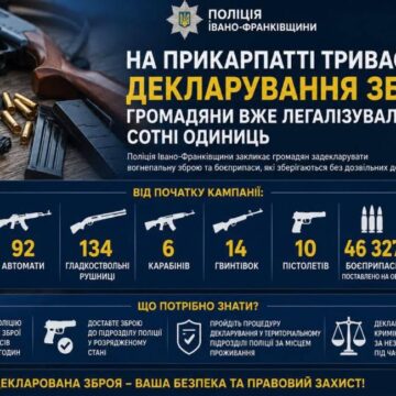 Прикарпатці декларують зброю: серед задекларованого – 92 автомати
