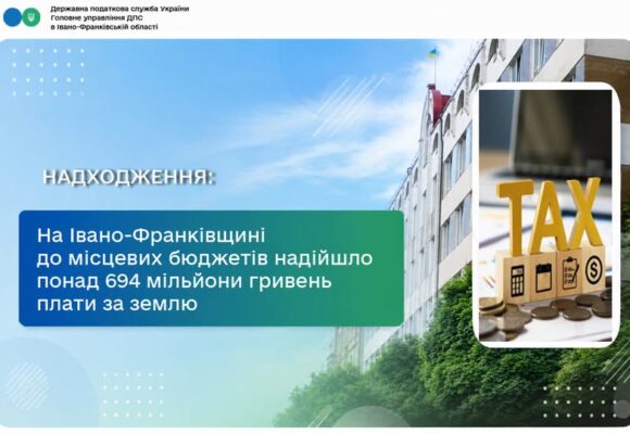 До місцевих бюджетів Івано-Франківщини надійшло понад 694 мільйони гривень плати за землю