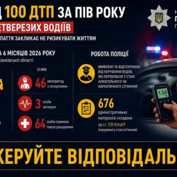 Понад 100 ДТП за пів року сталося на Прикарпатті через нетверезих водіїв