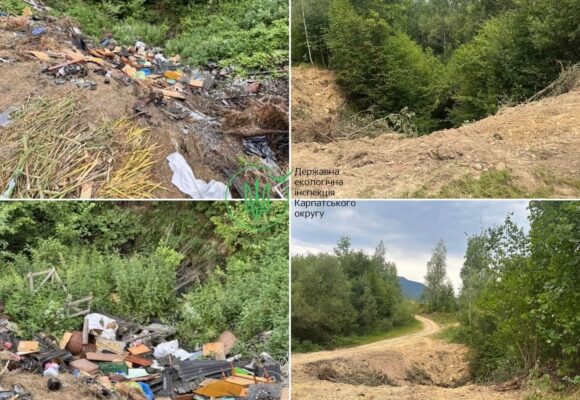 На Долинщині виявили несанкціоноване сміттєзвалище: побутові відходи, пластик, скло, метал, бітумний та азбестовий шифер