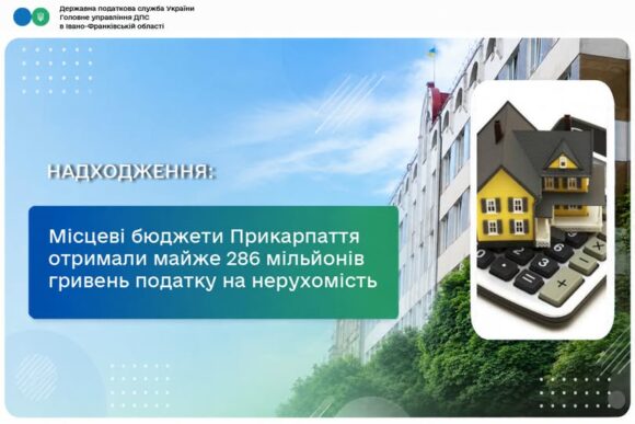 Місцеві бюджети Прикарпаття отримали майже 286 мільйонів гривень податку на нерухомість Місцеві бюджети Прикарпаття отримали майже 286 мільйонів гривень податку на нерухомість