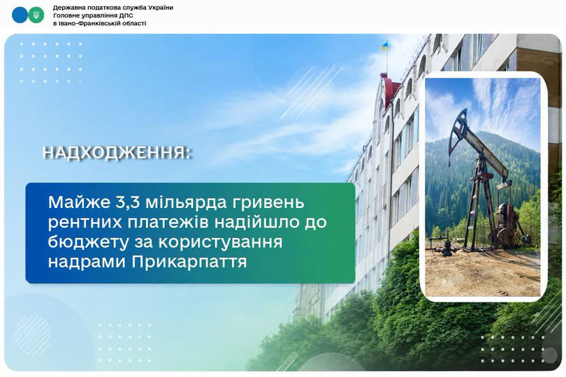 Майже 3,3 мільярда гривень рентних платежів надійшло до бюджету за користування надрами Прикарпаття Майже 3,3 мільярда гривень рентних платежів надійшло до бюджету за користування надрами Прикарпаття