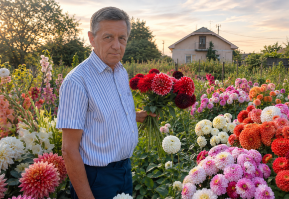 Майже тисяча кущів жоржин: чоловік з Тустані на Калущині 40 років доглядає квітник